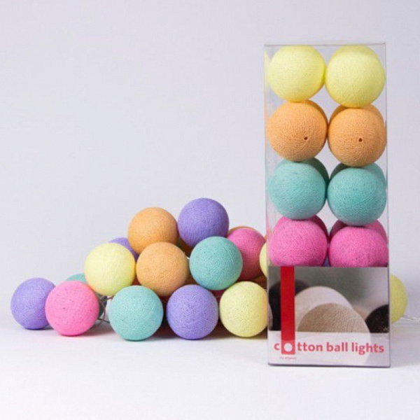 Гирлянда хлопковые фонарики Сotton Ball Ice Cream | 10 шариков