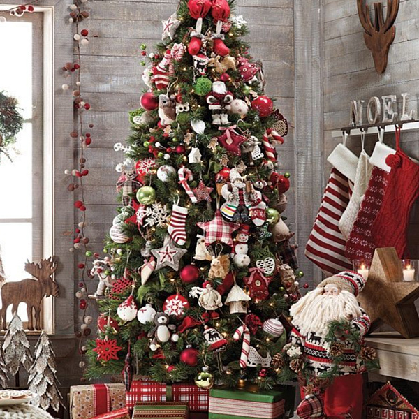 Елка Дизайнерская с Красно-Белым Декором Christmas tree Mysterious Night Loft Concept 79.011-4