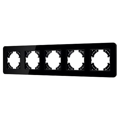 Рамка на 5 постов стеклянная Arlight FRM-OMALI-GS-5-BK 049705