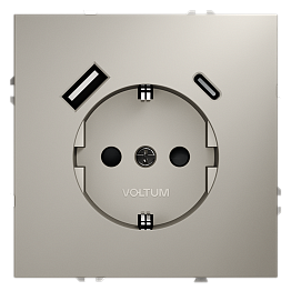 Розетка встраиваемая VOLTUM S70 с заземлением и защитными шторками VLS040503
