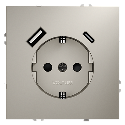 Розетка встраиваемая VOLTUM S70 с заземлением и защитными шторками VLS040503