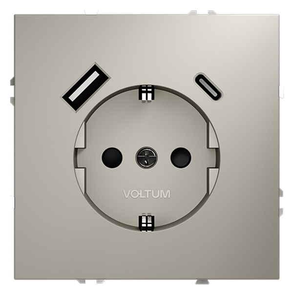 Розетка встраиваемая VOLTUM S70 с заземлением и защитными шторками VLS040503
