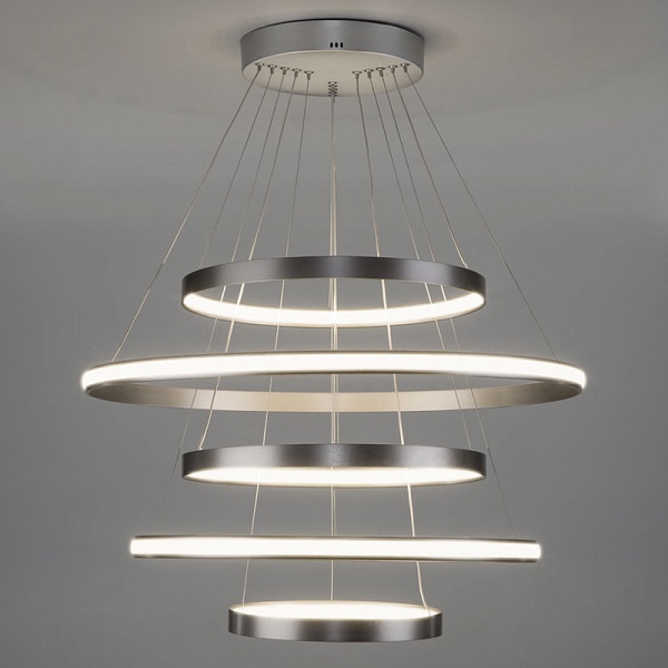 Люстра Light Ring Vertical Silver 5 колец