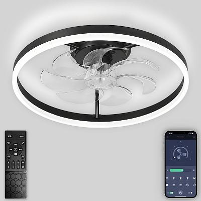 Светодиодная люстра нимб с вентилятором, пультом ДУ 80W, черная Natali Kovaltseva LED LAMPS 81490