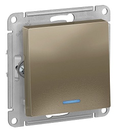 Выключатель 1-клавишный Systeme Electric ATLASDESIGN с подсветкой шампань ATN000513