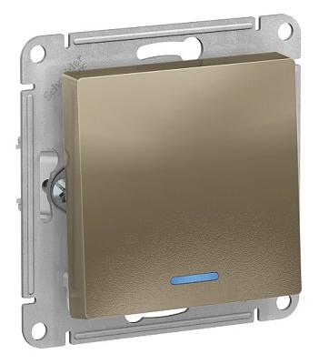 Выключатель 1-клавишный Systeme Electric ATLASDESIGN с подсветкой шампань ATN000513