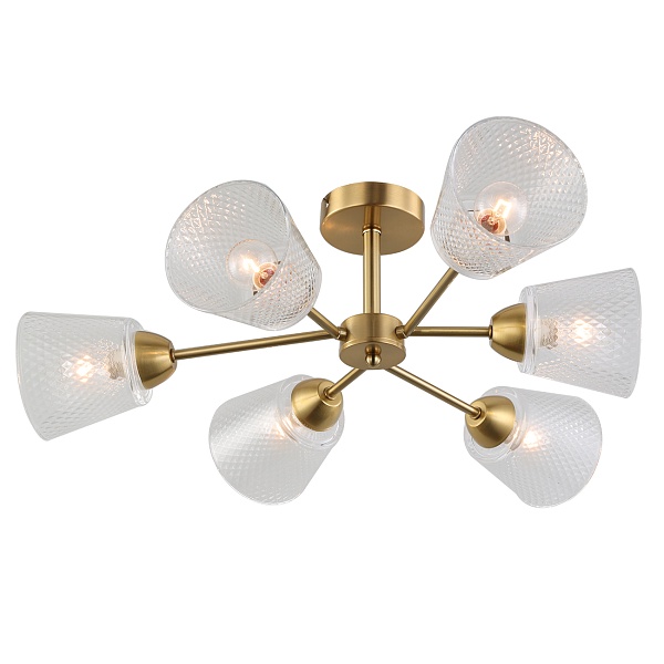 Люстра потолочная на штанге Escada 1104/6P E14*60W Brass
