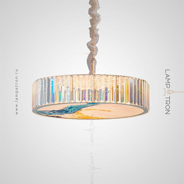 Серия люстр с плафоном из стеклянных перламутровых пластин и декором из глазурованной эмали AKIRA CRISTEL CH