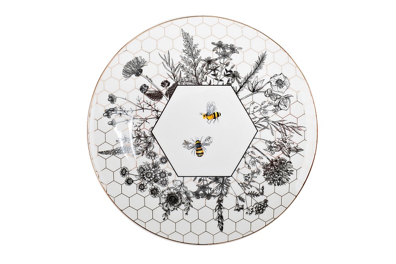 26FC-TAR-HONEYCOMB-20 Тарелка-купе "Пчёлки (Honeycomb)" 20см (2)