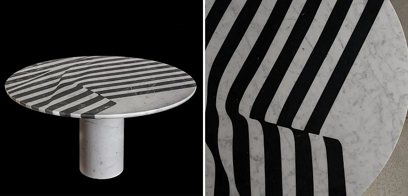 Обеденный стол Safwan Black and White Stripes Dining Table Loft Concept 16.187