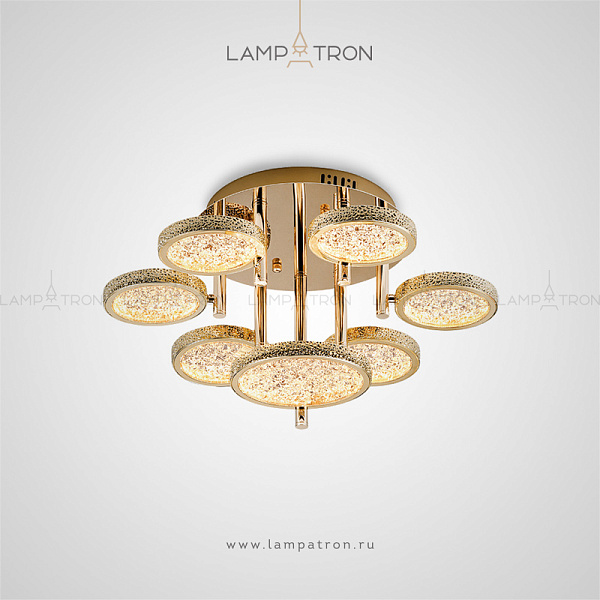 Потолочная светодиодная люстра с круглыми плоскими плафонами из рельефного акрила и металла Lampatron NAINA CH