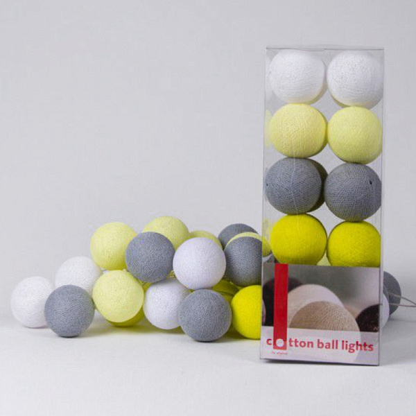 Гирлянда хлопковые фонарики Сotton Ball Yellow | 10 шариков