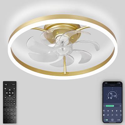 Светодиодная люстра нимб с вентилятором, пультом ДУ 80W, золото Natali Kovaltseva LED LAMPS 81491