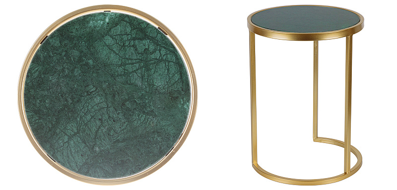 Приставной стол Round Table Marble gold зеленый мрамор 18.422