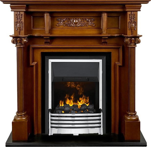 Каминокомплект Oxford - Орех с очагом Flagstaff