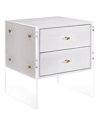 Прикроватная тумба с серой шагреневой кожей "Берк" LouvreHome LHFBT11SS/DPO