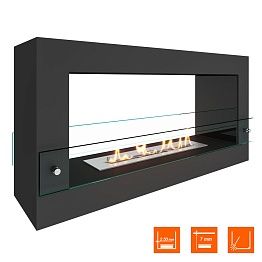 Биокамин SteelHeat FRAME ONE 900 черный (Стекло + Стемалит)