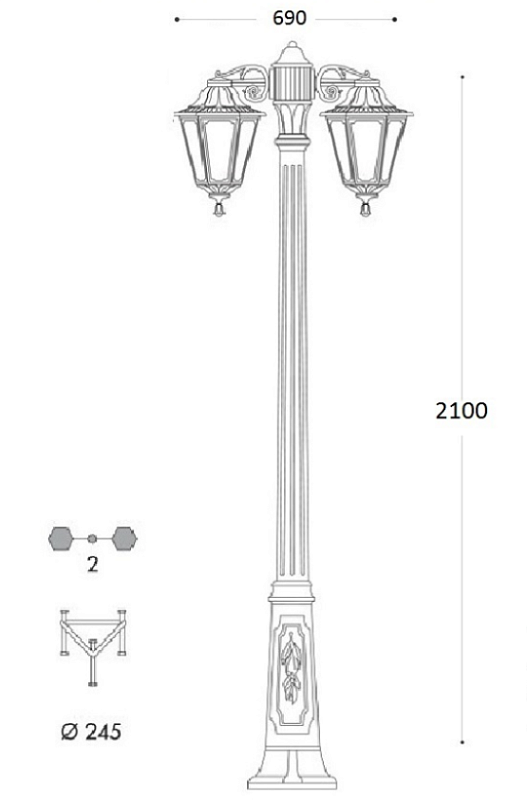 Светильник уличный FUMAGALLI RICU BISSO/RUT 2L DN E26.157.S20.WYF1RDN
