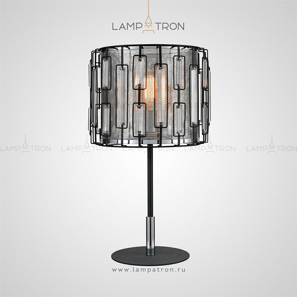 Настольная лампа в стиле модерн с фигурным металлическим плафоном и сеточкой KAROLA TAB
