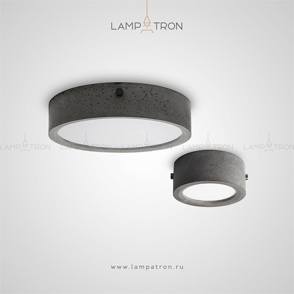 Серия точечных светильников с цилиндрическими плафонами из цемента и круглой светодиодной панелью Lampatron OCCUR