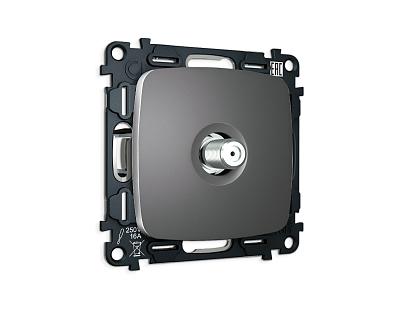 Комплект механизма TV розетки SAT 5-2400MHz 3.5dB OMEGA MO663050 Антрацит серый QUANT
