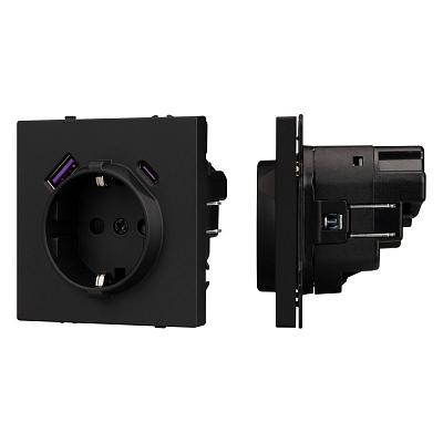 Механизм розетки с USB зарядкой Arlight SCT-NOBE-MUAC-SFPL-BK (230V, 16A) 054285