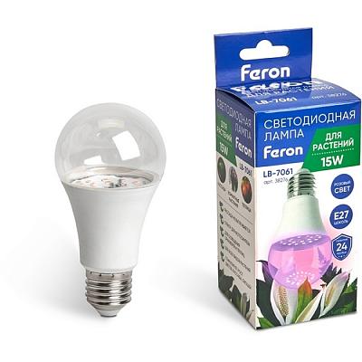 Лампа светодиодная для растений А60 Feron 38276 LB-7060 E27 15W красно-синий спектр Feron