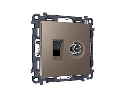 Комплект механизма розетки компьютерной + TV оконечной RJ-45 (8P8C) Ambrella Volt ALFA MA642510