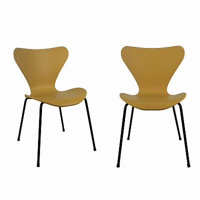 Комплект из 2-х стульев Seven Style горчичный с чёрными ножками Bradexhome FR 0423P