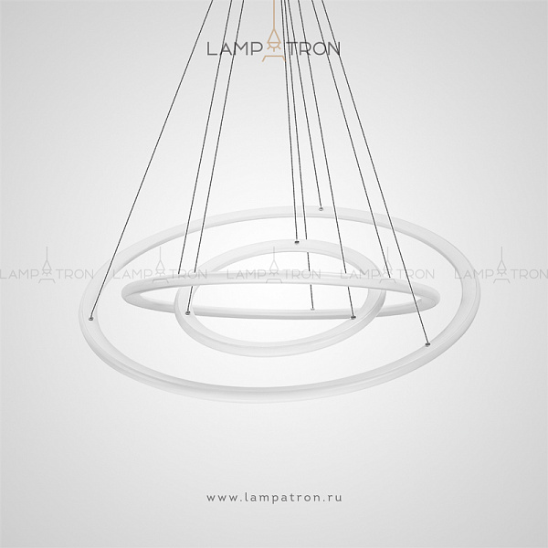 Серия люстр в виде композиции из двух и трех колец разного диаметра на струнном подвесе ALAIN
