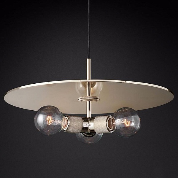 Люстра RH Utilitaire Disk Triple Pendant Silver