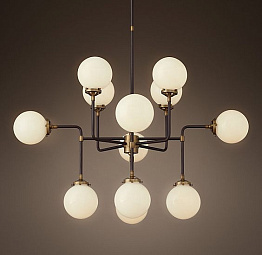 Люстра RH Bistro Globe Milk Glass 12-Light Chandelier Loft Concept 40.1541