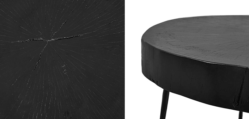 Приставной стол Saw Cut Black Wood Side Table 18.157-2