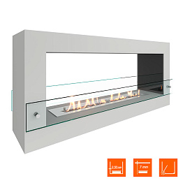 Биокамин SteelHeat FRAME ONE 1000 белый (Стекло + Стемалит)