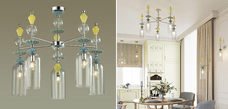 Люстра Iris Glass Chandelier candy 5 chrome 40.4524-2