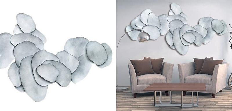 Арт-объект на стену Silver Blue Flakes Loft-Concept 83.047