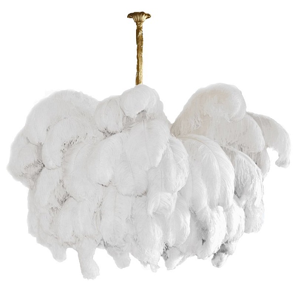 Люстра из страусиных перьев Extra Large Feather Chandelier GRAND TOUR | Золотой Шампань