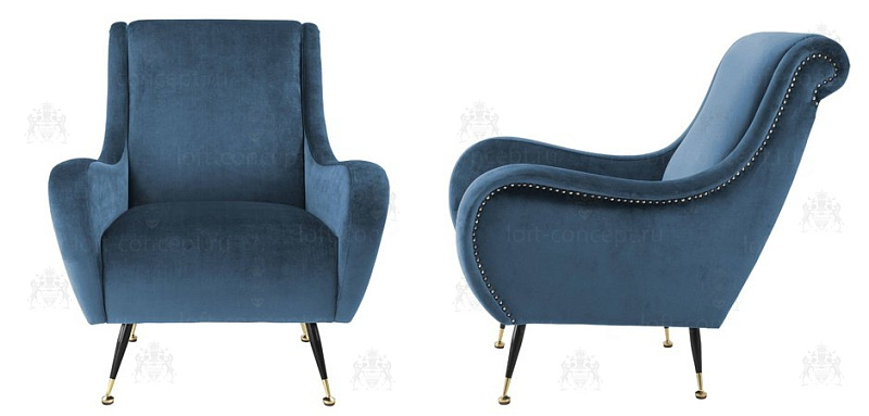 Кресло Chair Giardino Fauteuil blauw velvet 01.215