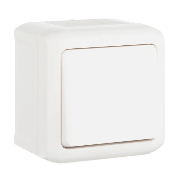 Выключатель одноклавишный Legrand Quteo 10A 250V IP44 белый 782300