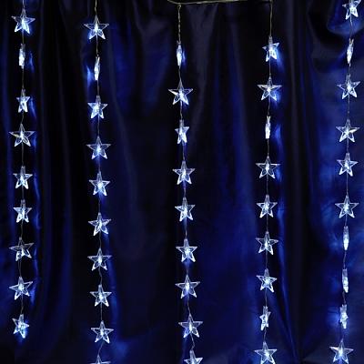 Светодиодная гирлянда Feron CL25 48608 занавес Звездочки 2*1м + 3м 220V 5000K, статичная, c питанием