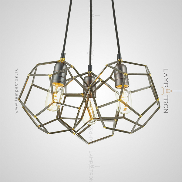 Серия подвесных светильников в стиле лофт с плафонами в виде каркаса многогранника AUB