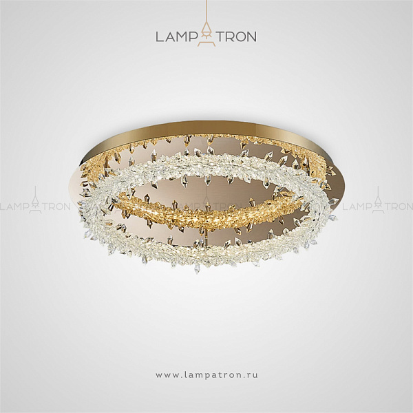 Потолочный светильник с кольцевым абажуром из хрустальных камней на дискообразном креплении Lampatron SIBYL CH