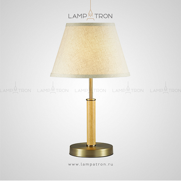 Настольная лампа в классическом стиле с текстильным плафоном и деревянным декором SIMEN TAB