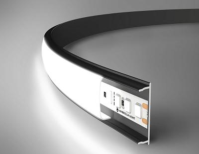 Алюминиевый профиль накладной гибкий 18*4 для светодиодной ленты до 15мм Ambrella Light GP1600BK