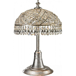 650-02-49 - Настольная лампа хрустальная N-Light, 2 лампы, серебро
