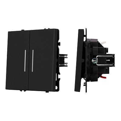 Выключатель проходной 2 кл подсветка софт-тач черный оникс Arlight SWT-MKP2-SFPL-L-BK (250V, 10A) 05
