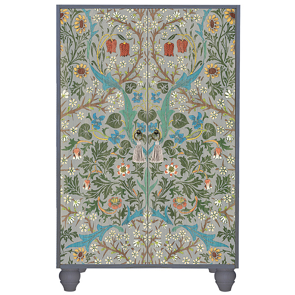 Шкаф с цветочным узором на дверцах Floral Print Cabinet Grey 14.213