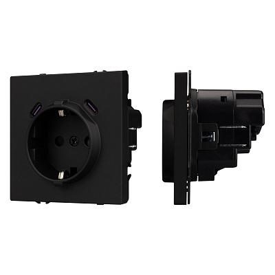 Механизм розетки с USB зарядкой Arlight SCT-NOBE-MUCC-SFPL-BK (230V, 16A) 061813