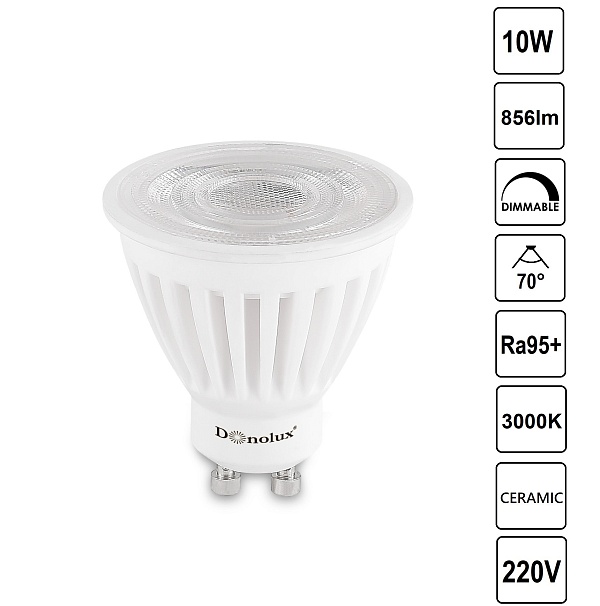 Светодиодная лампа CERAMIC 10Вт, 3000K, 856Лм, Dim Triac