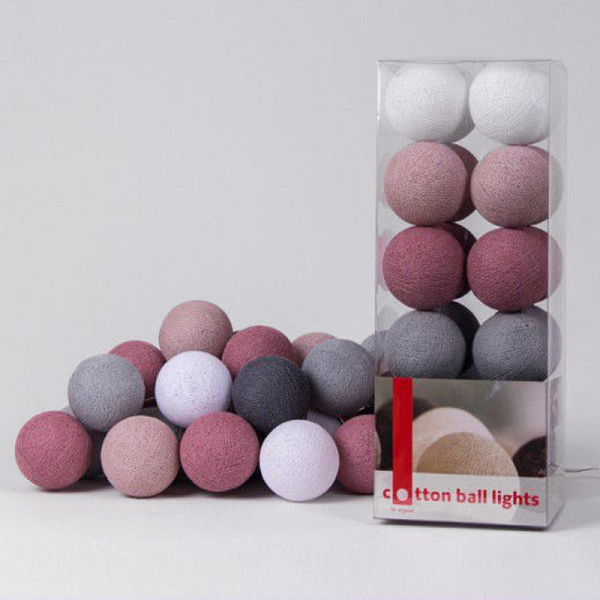 Гирлянда хлопковые фонарики Сotton Ball Dirty Rose | 50 шариков